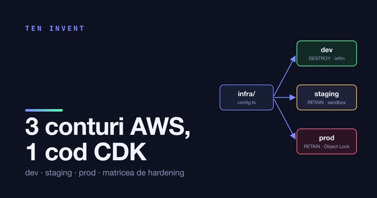 Trei conturi AWS, un singur cod CDK: cum ținem dev, staging și prod departe unul de altul