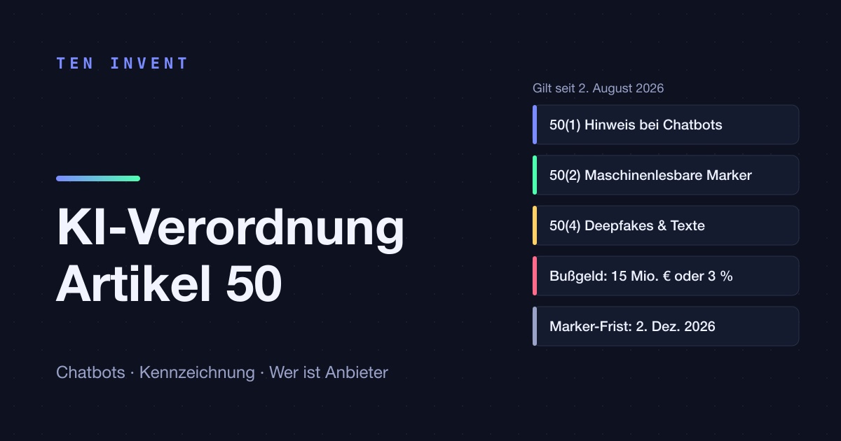 EU-KI-Verordnung Art. 50 für kleine Teams: Was Sie tun müssen, wenn Sie einen Chatbot haben