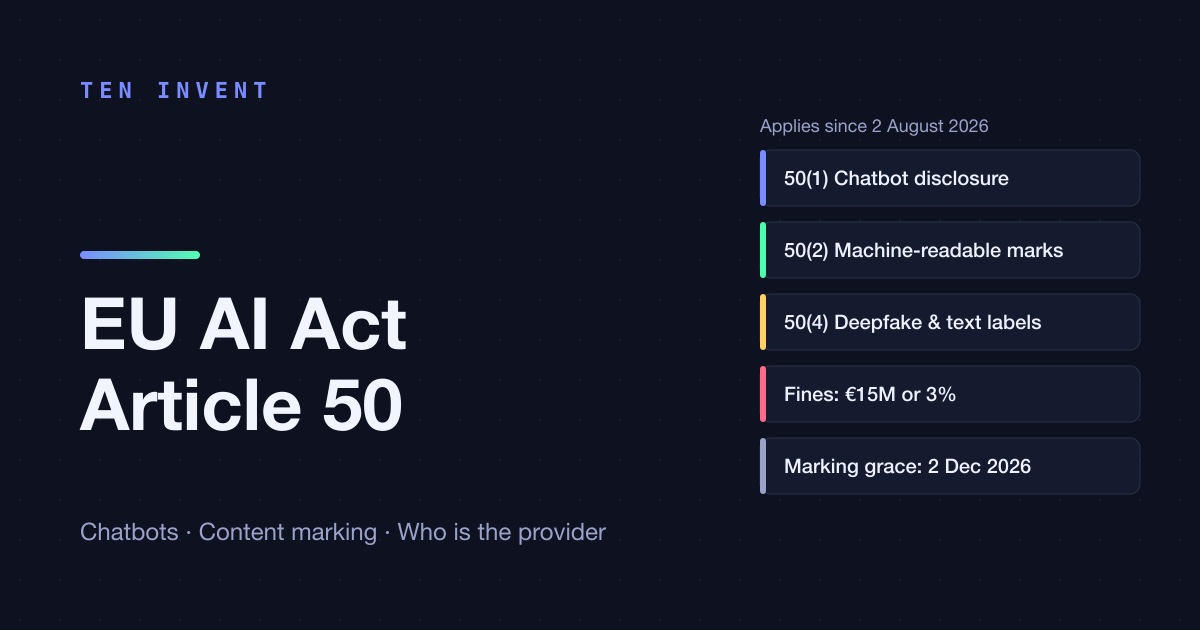 EU AI Act Article 50 for a small team: what to do if you have a chatbot