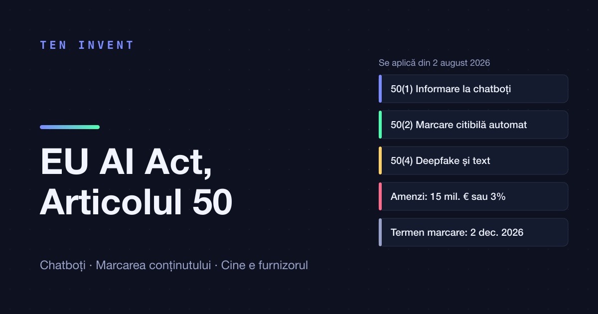 EU AI Act, Articolul 50, pentru o echipă mică: ce faci dacă ai un chatbot