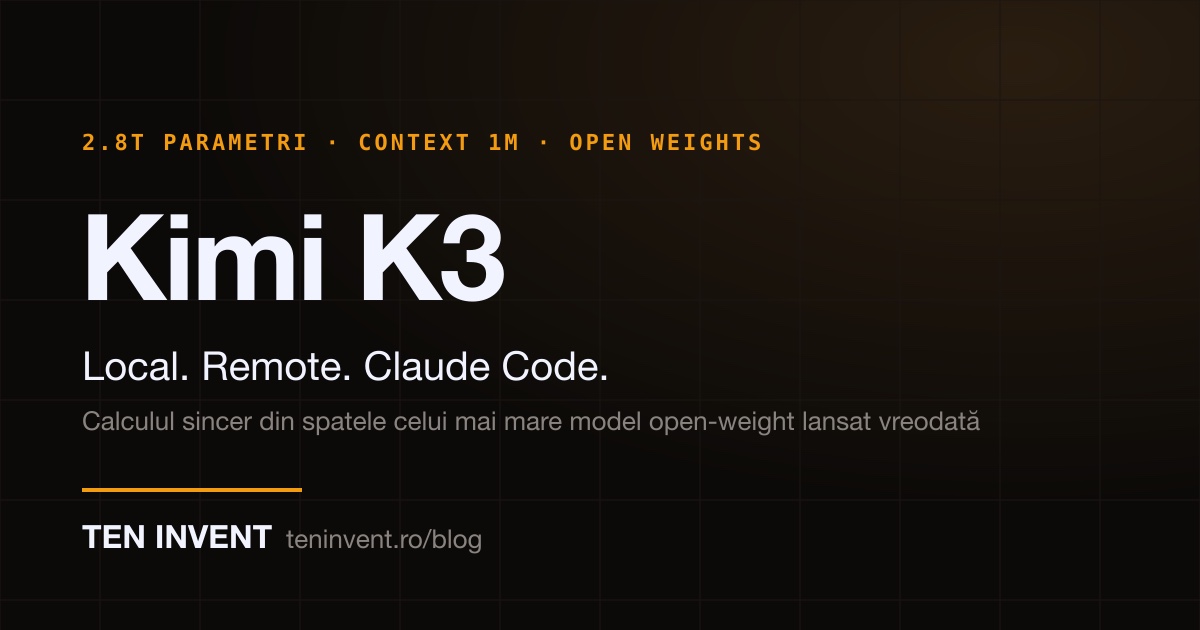 Kimi K3: ce înseamnă, concret, să-l rulezi local, să-l folosești remote sau să-l bagi în Claude Code