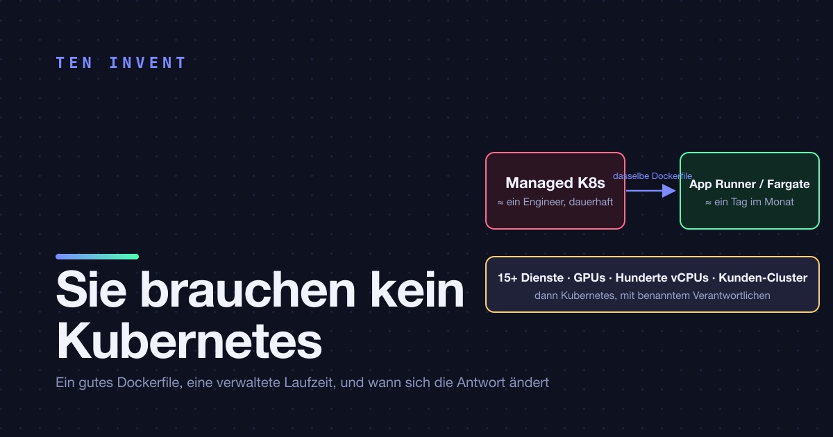Sie brauchen kein Kubernetes. Sie brauchen ein gutes Dockerfile und einen Ort, an dem es läuft.