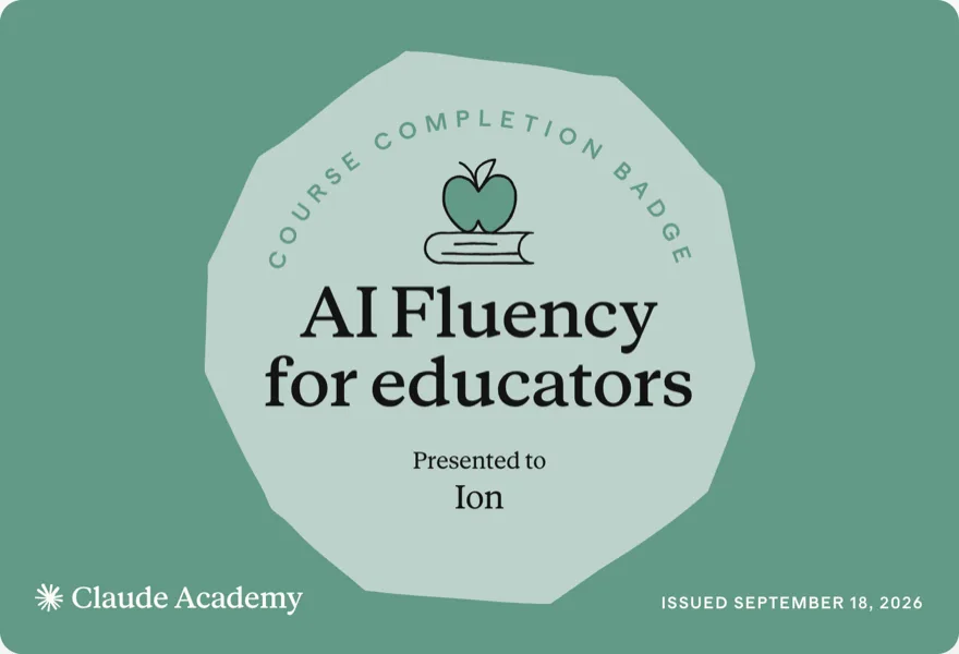 AI Fluency for educators — Claude Academy completion badge