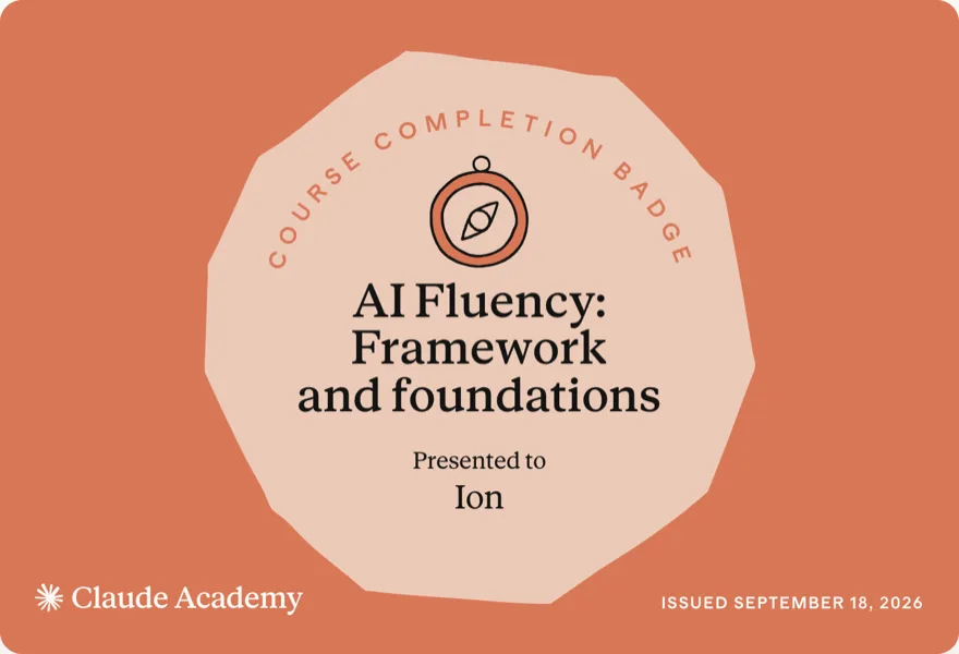 AI Fluency: Framework and foundations — Claude Academy completion badge