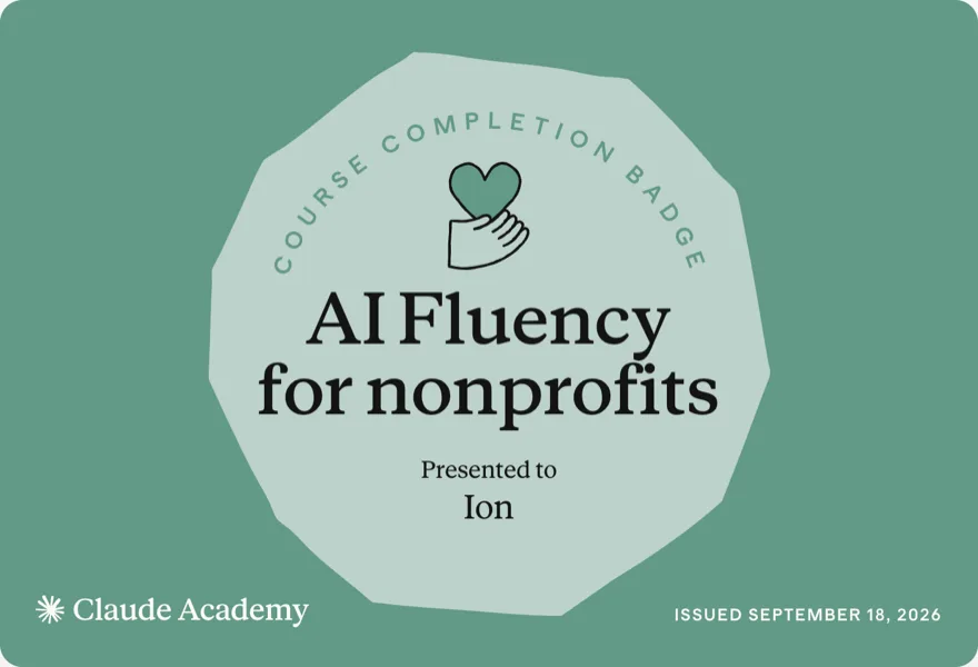 AI Fluency for nonprofits — Claude Academy completion badge