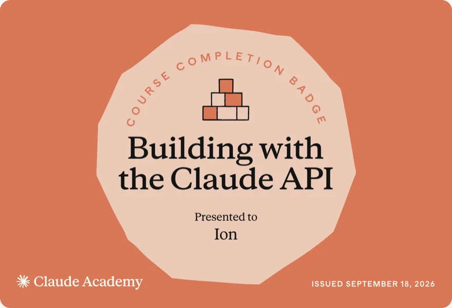 Building with the Claude API — Claude Academy completion badge
