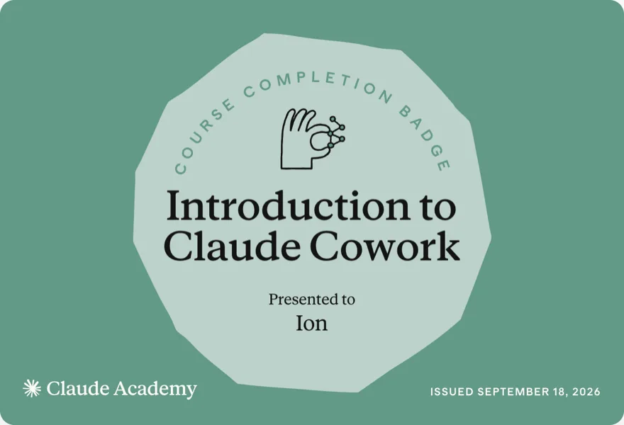 Introduction to Claude Cowork — Claude Academy completion badge