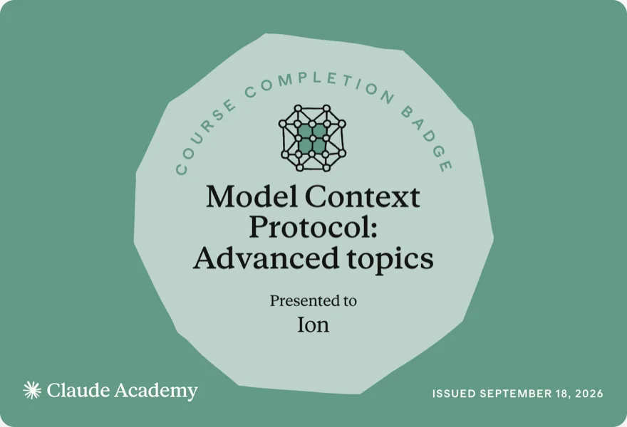 Model Context Protocol: Advanced topics — Claude Academy completion badge