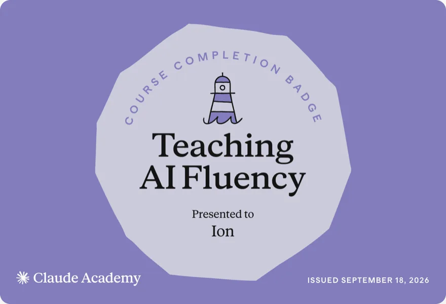 Teaching AI Fluency — Claude Academy completion badge